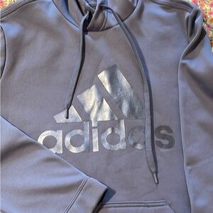Adidas Women's Gray Hoodie with Silver Logo